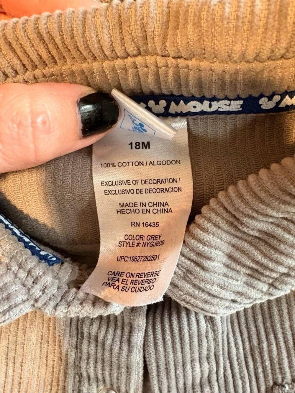 Disney Tan Corduroy Mickey Patch Shirt Jacket
